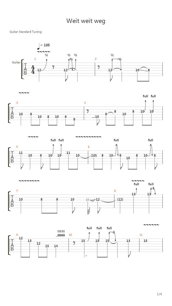 Weit Weit Weg Live吉他谱