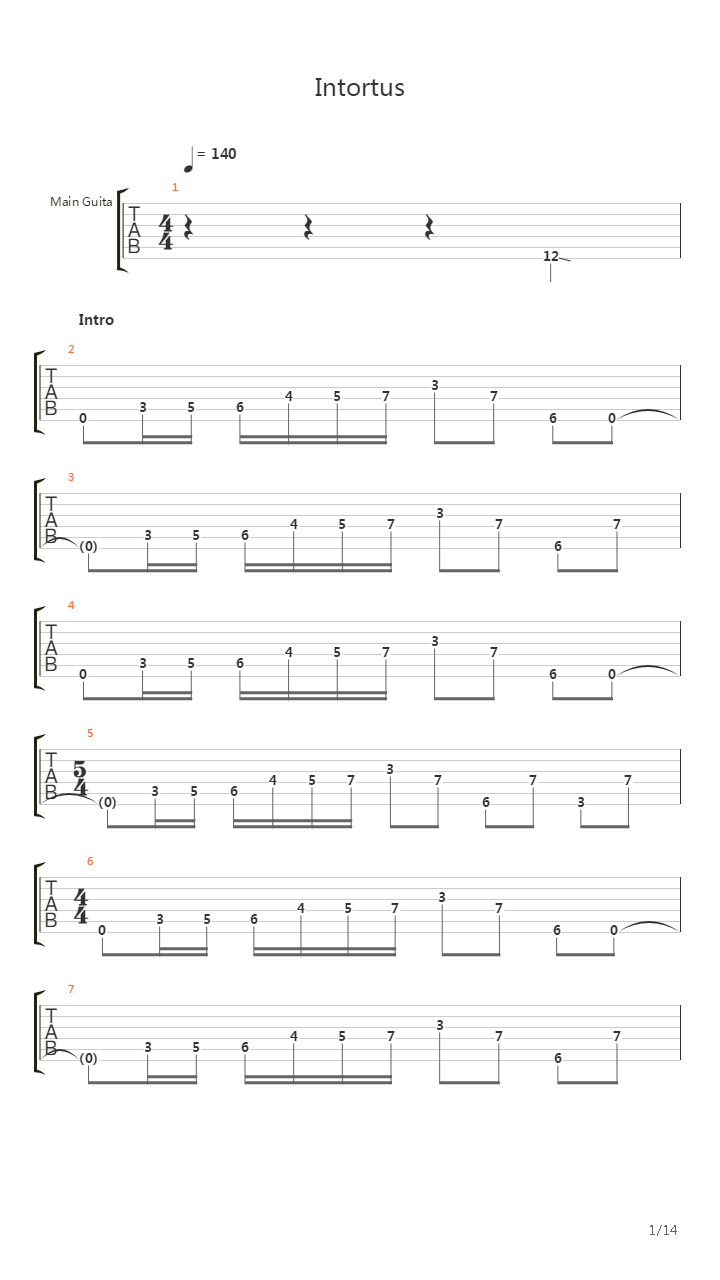 Intortus吉他谱