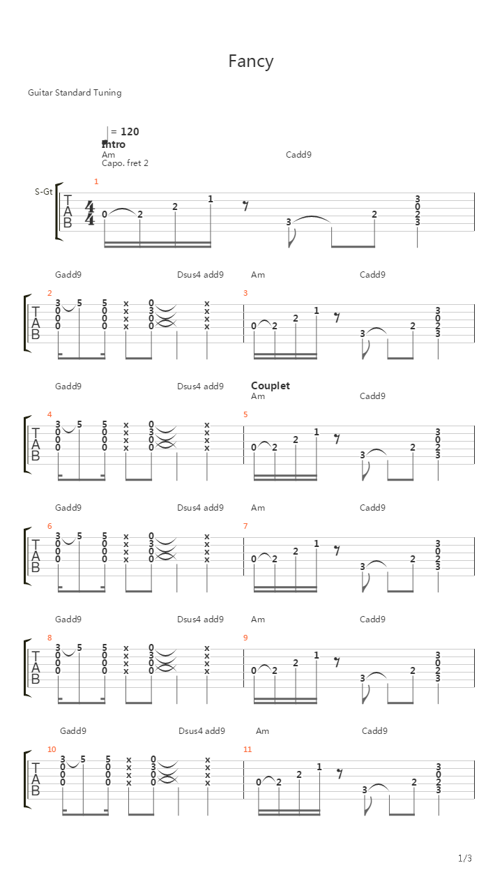 Fancy吉他谱