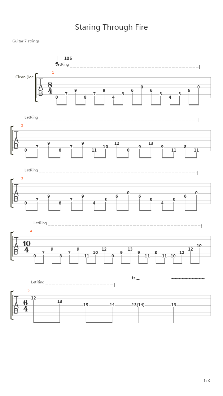 Staring Through Fire吉他谱
