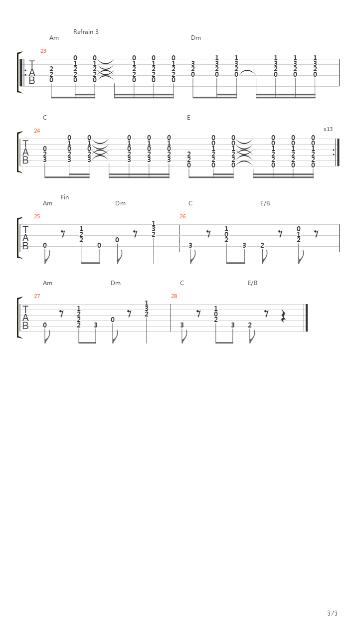 Derniere Danse吉他谱