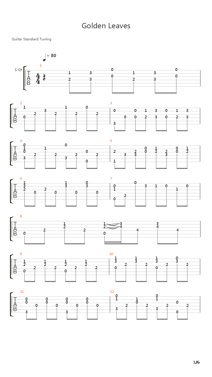 Golden Leaves吉他谱