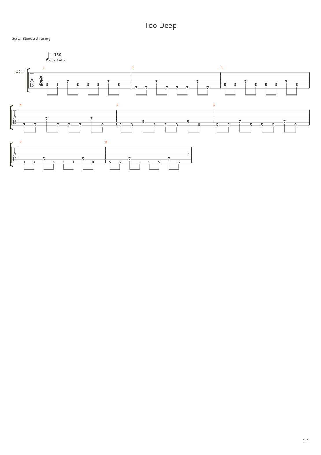 Too Deep吉他谱