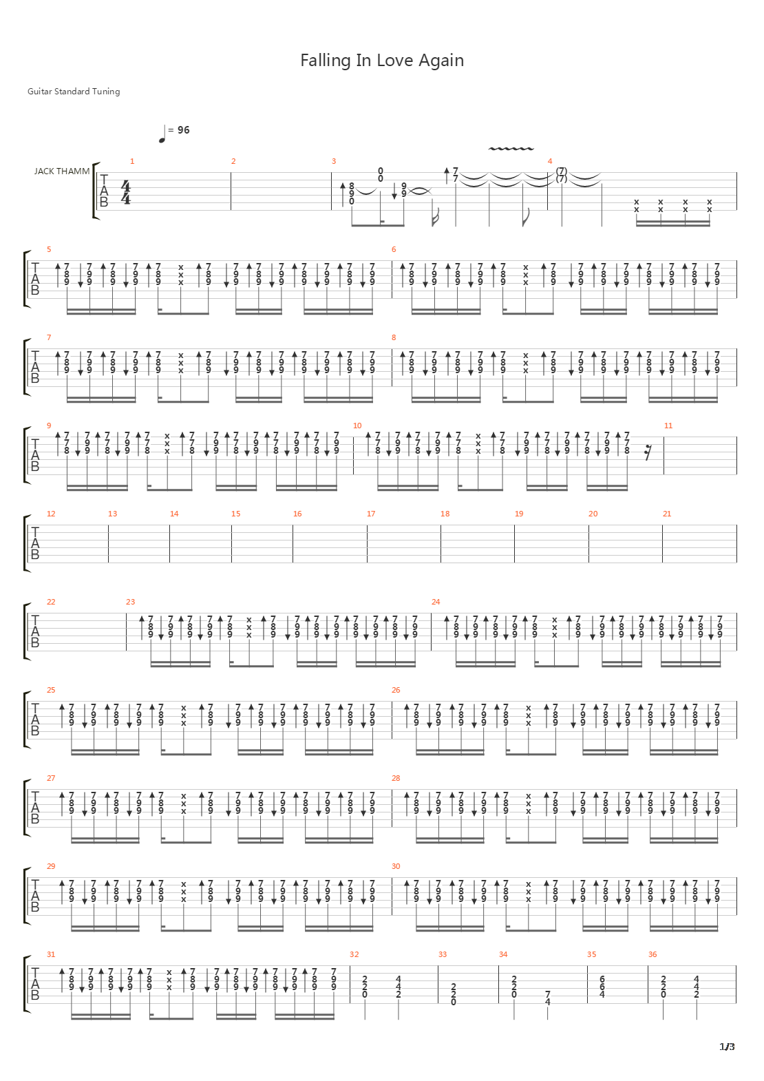 Falling In Love Again吉他谱