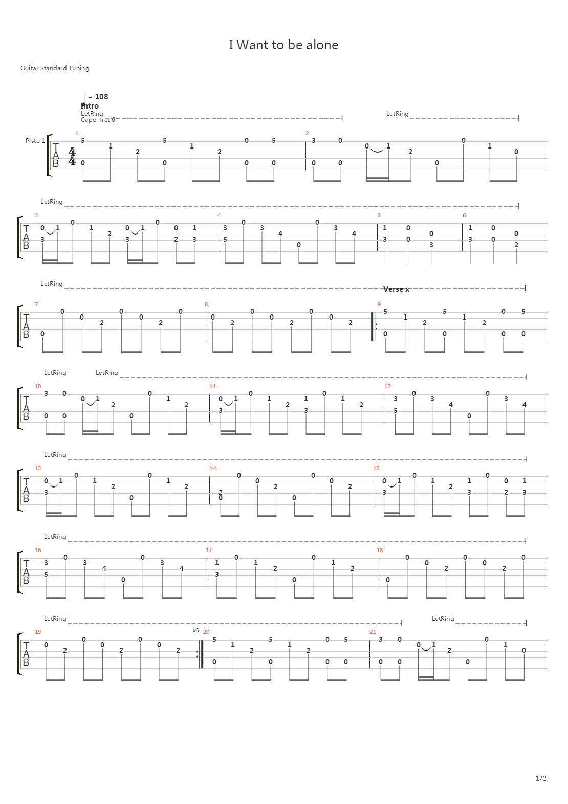 I Want To Be Alone Dialogue吉他谱