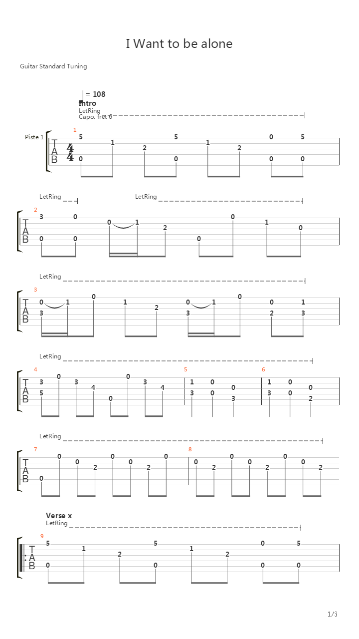 I Want To Be Alone Dialogue吉他谱