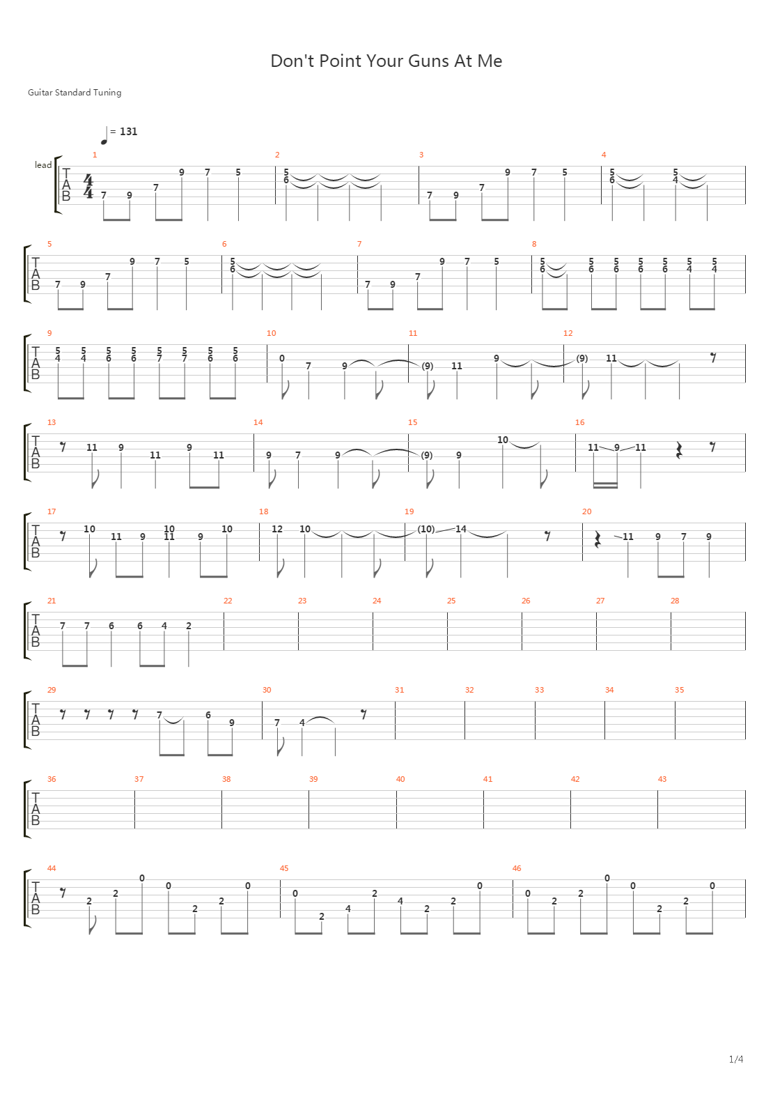 Dont Point Your Guns At Me吉他谱