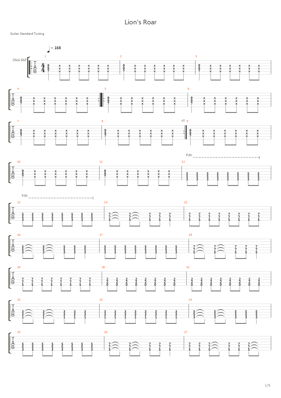 Lions Roar吉他谱