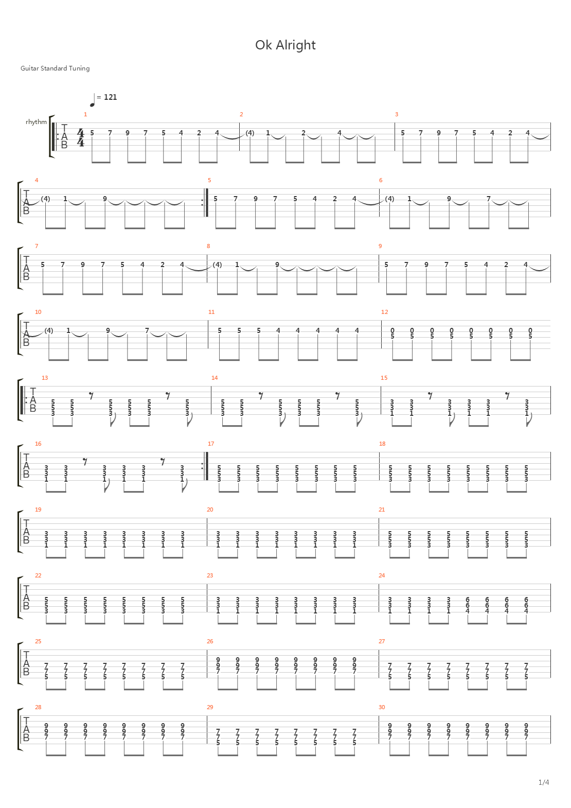 Ok Alright吉他谱