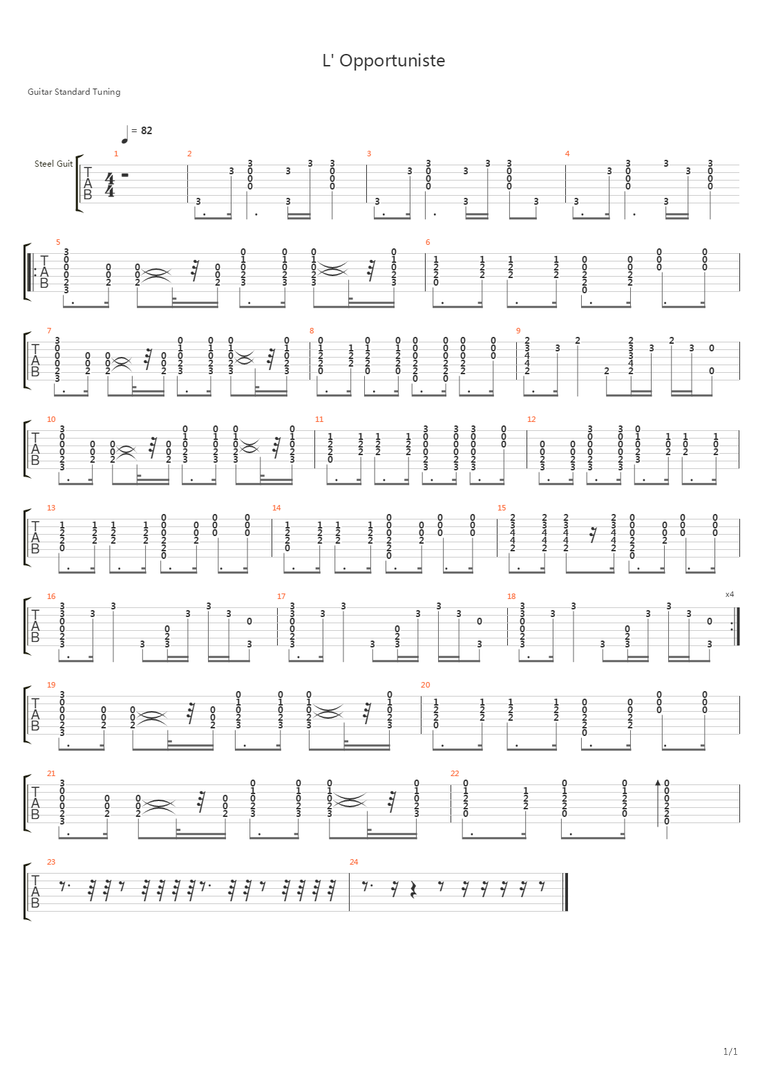 L Opportuniste吉他谱