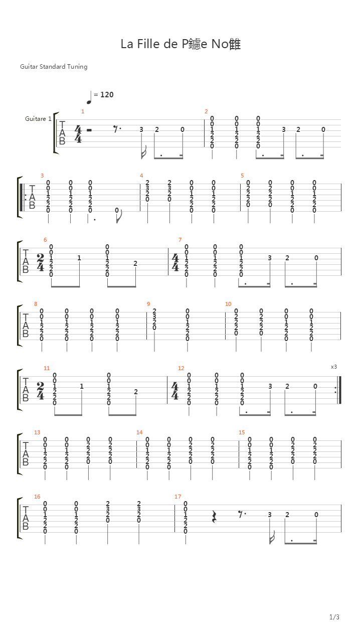 La Fille De Pre Nol吉他谱