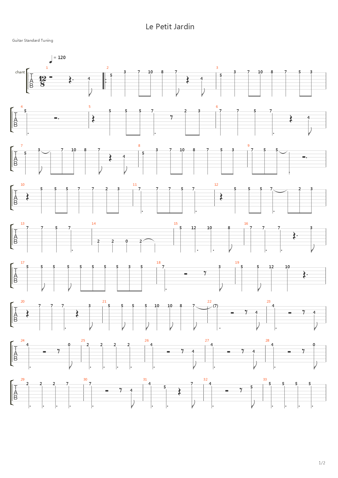 Le Petit Jardin吉他谱