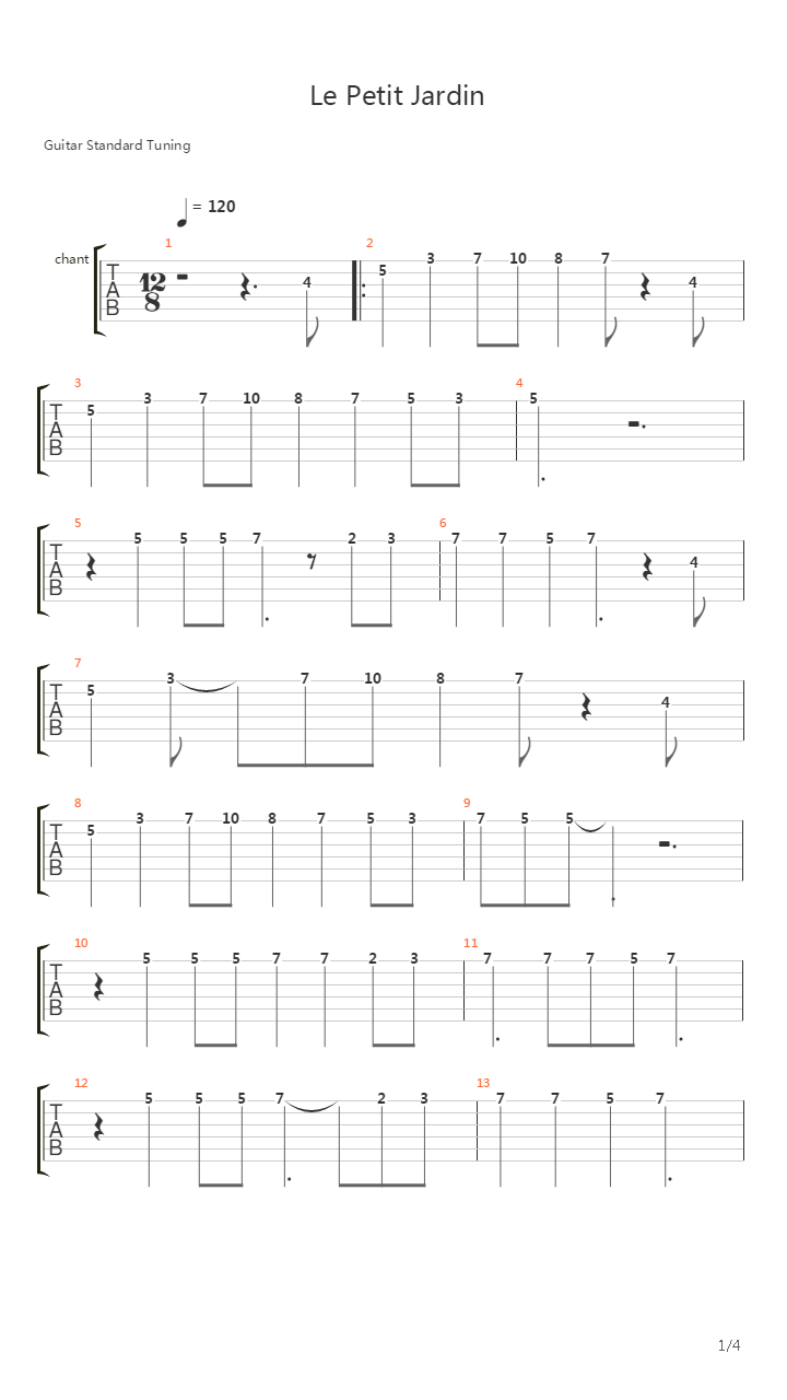 Le Petit Jardin吉他谱