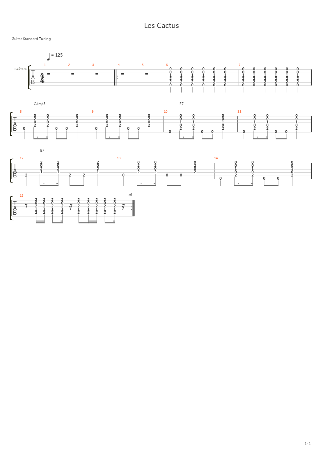 Les Cactus吉他谱