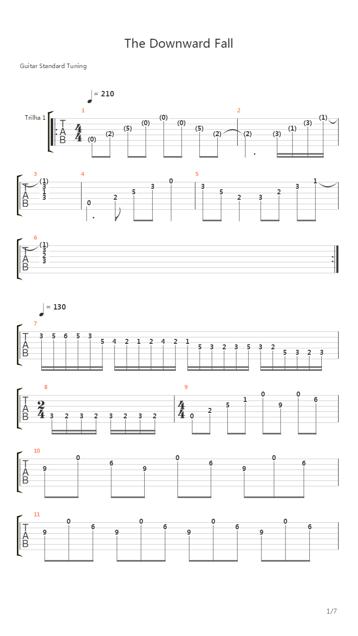 Downward Fall吉他谱