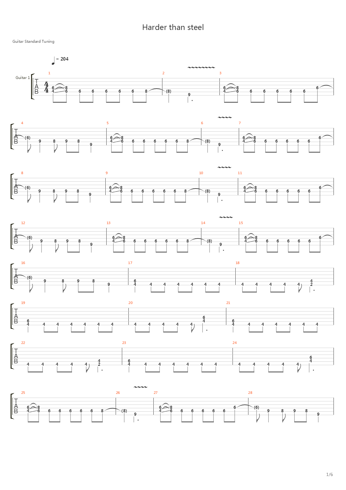 Harder Than Steel吉他谱