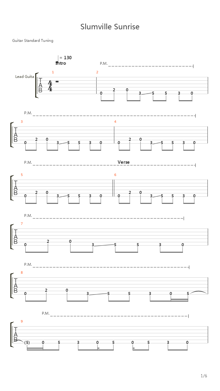 Slumville Sunrise吉他谱
