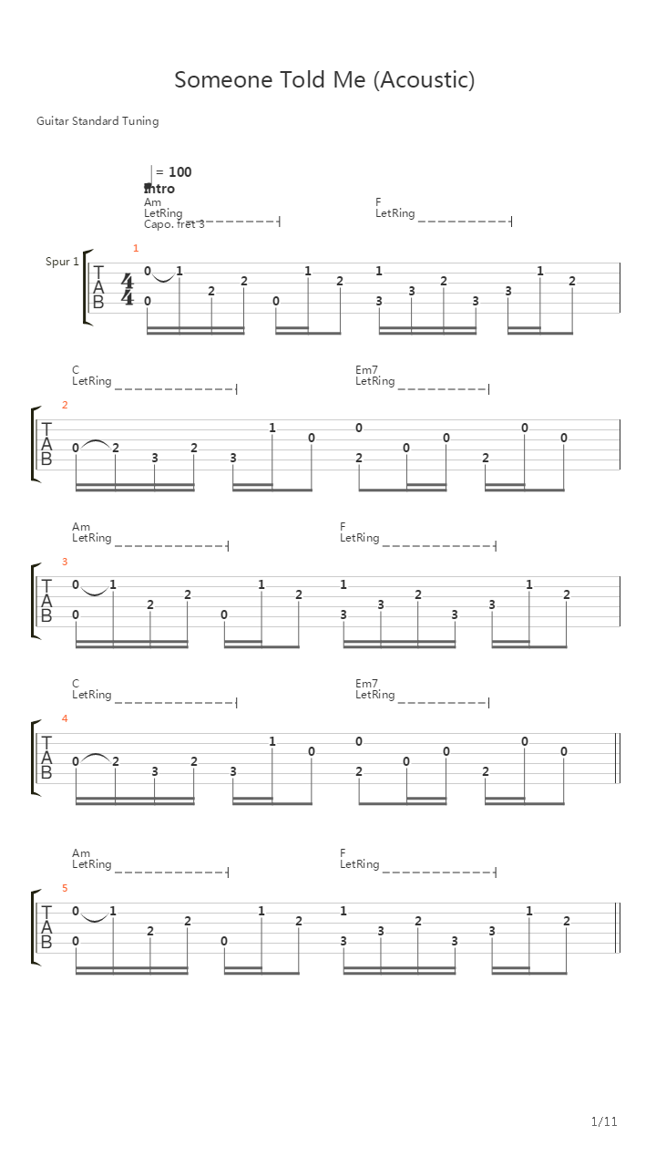 Someone Told Me Acoustic吉他谱