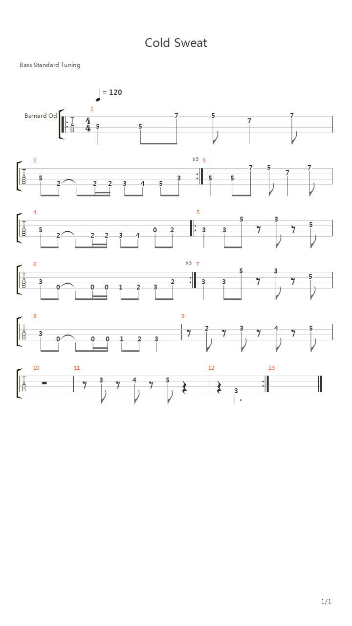 Cold Sweat吉他谱