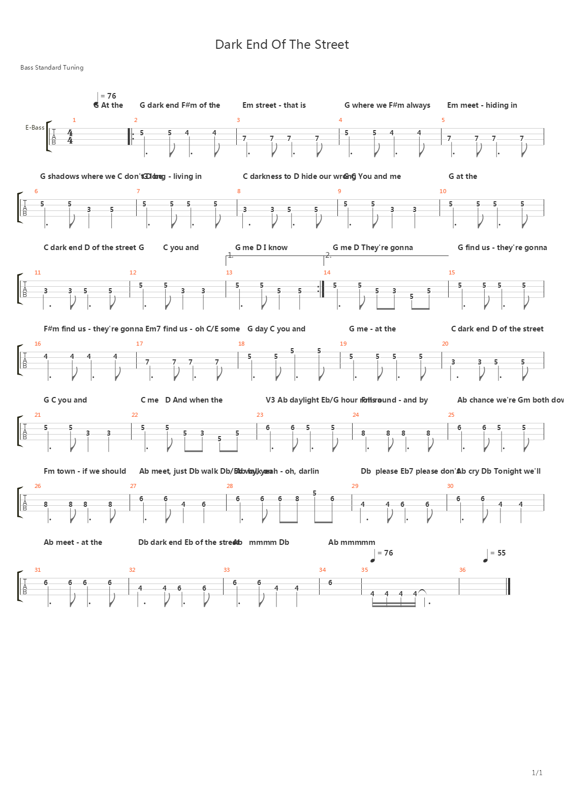 The Dark End Of The Street吉他谱