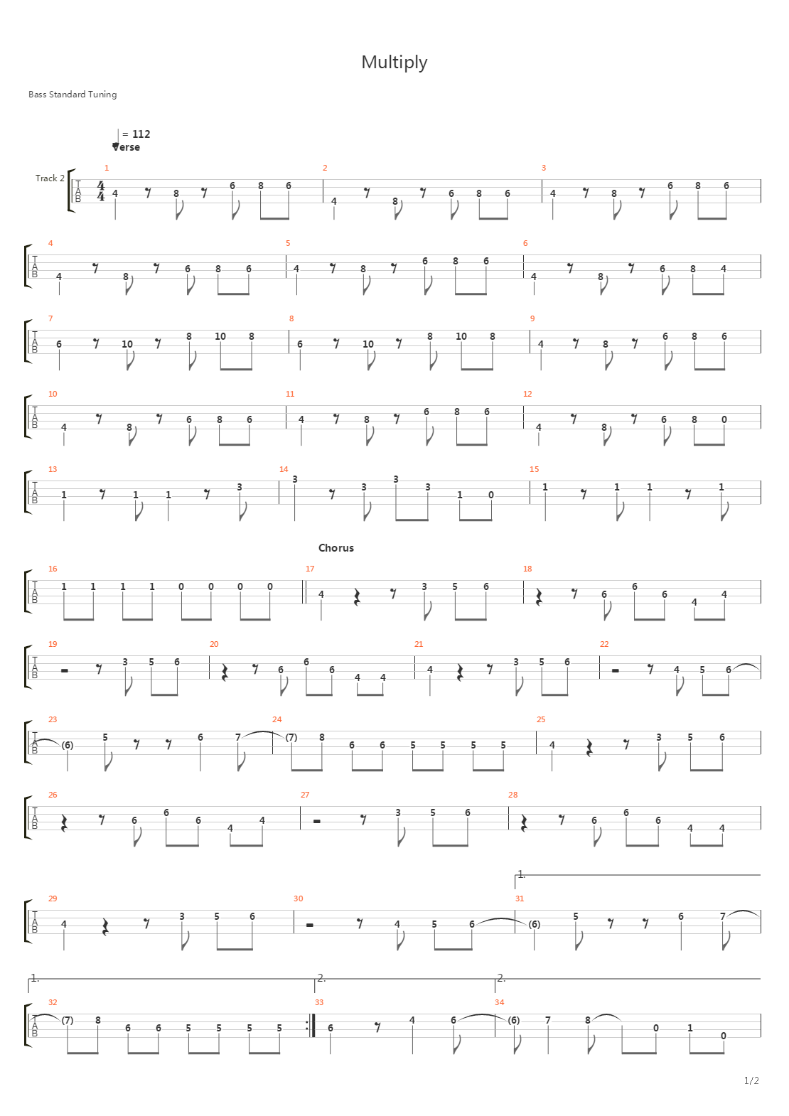 Multiply吉他谱