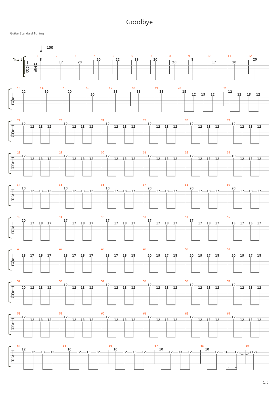 Goodbye吉他谱