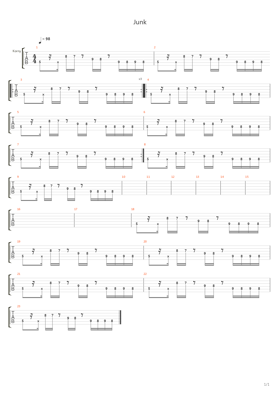 Junk吉他谱