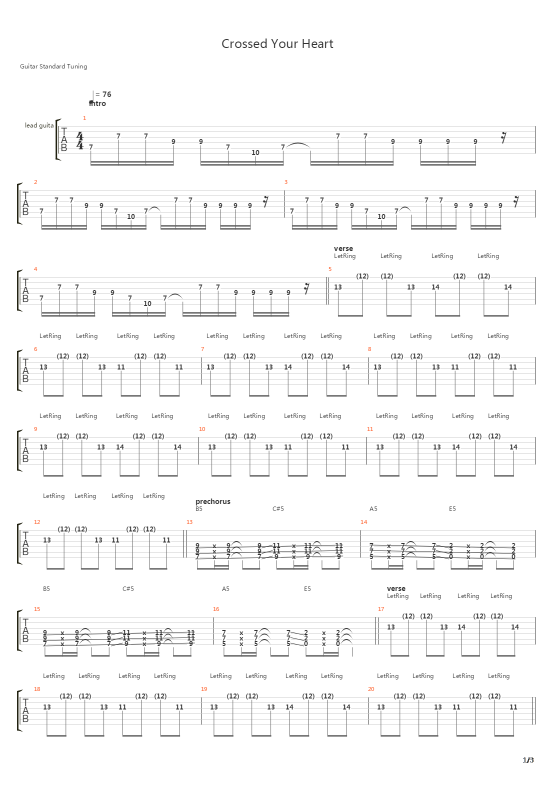 Crossed Your Heart吉他谱