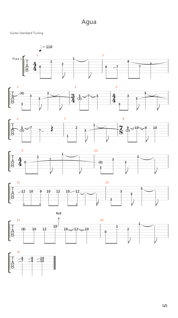 Agua吉他谱