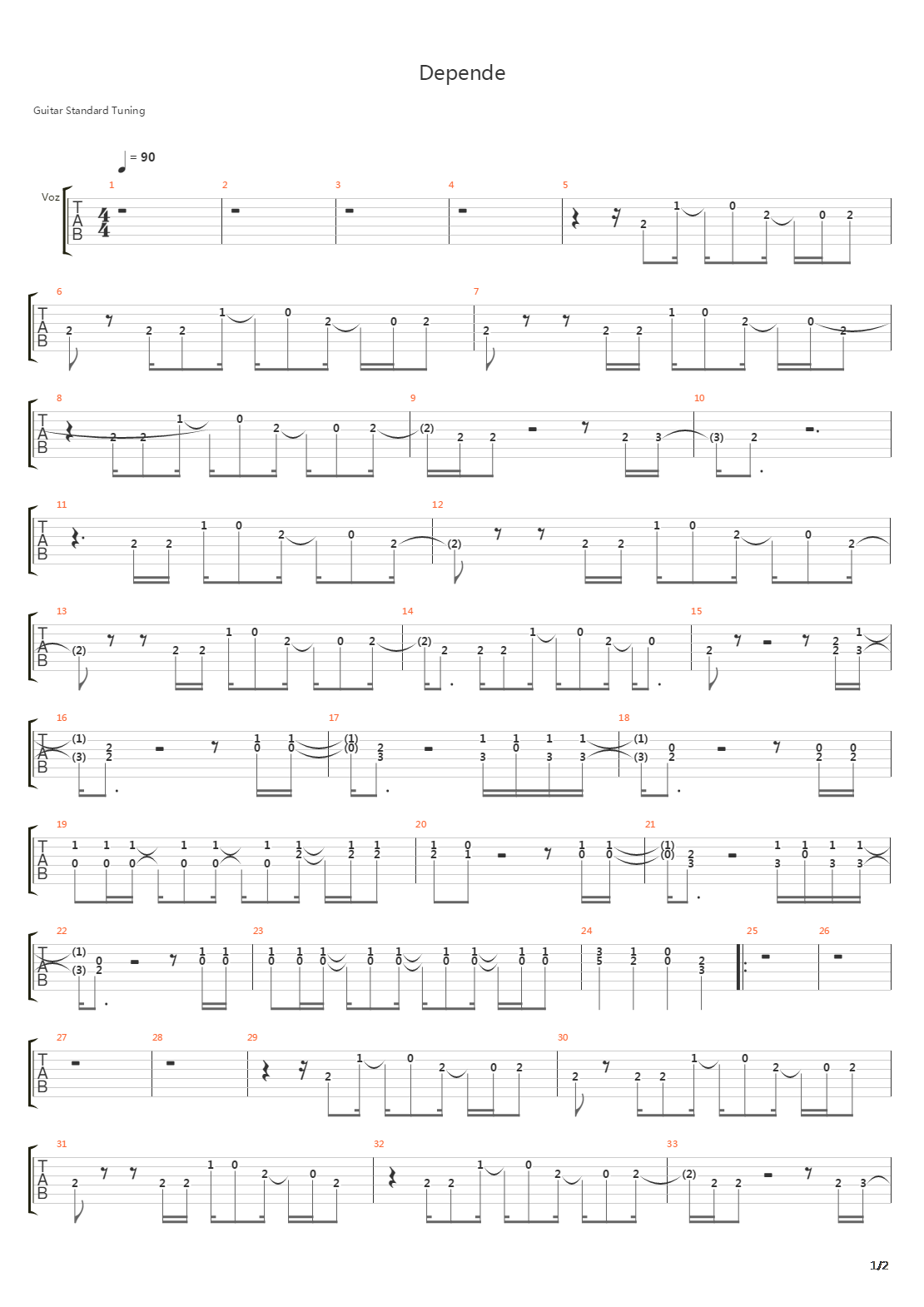 Depende吉他谱