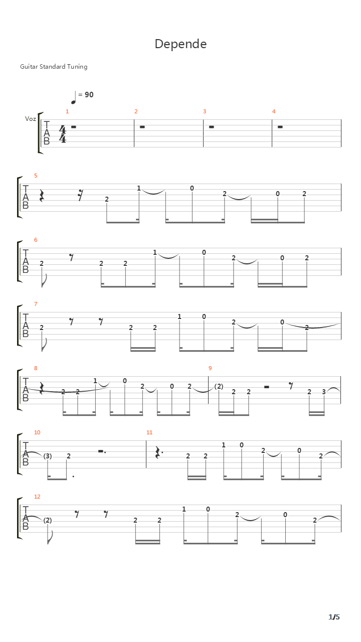 Depende吉他谱