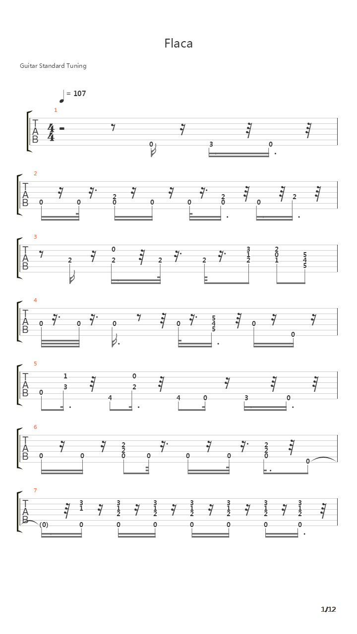 Flaca吉他谱