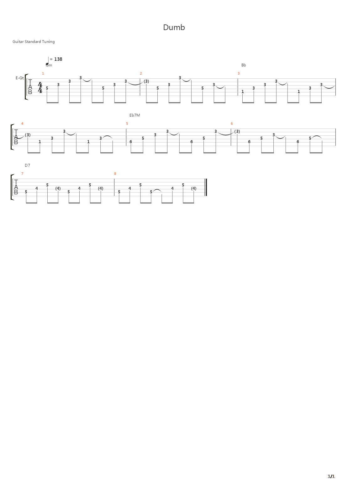 Dumb吉他谱