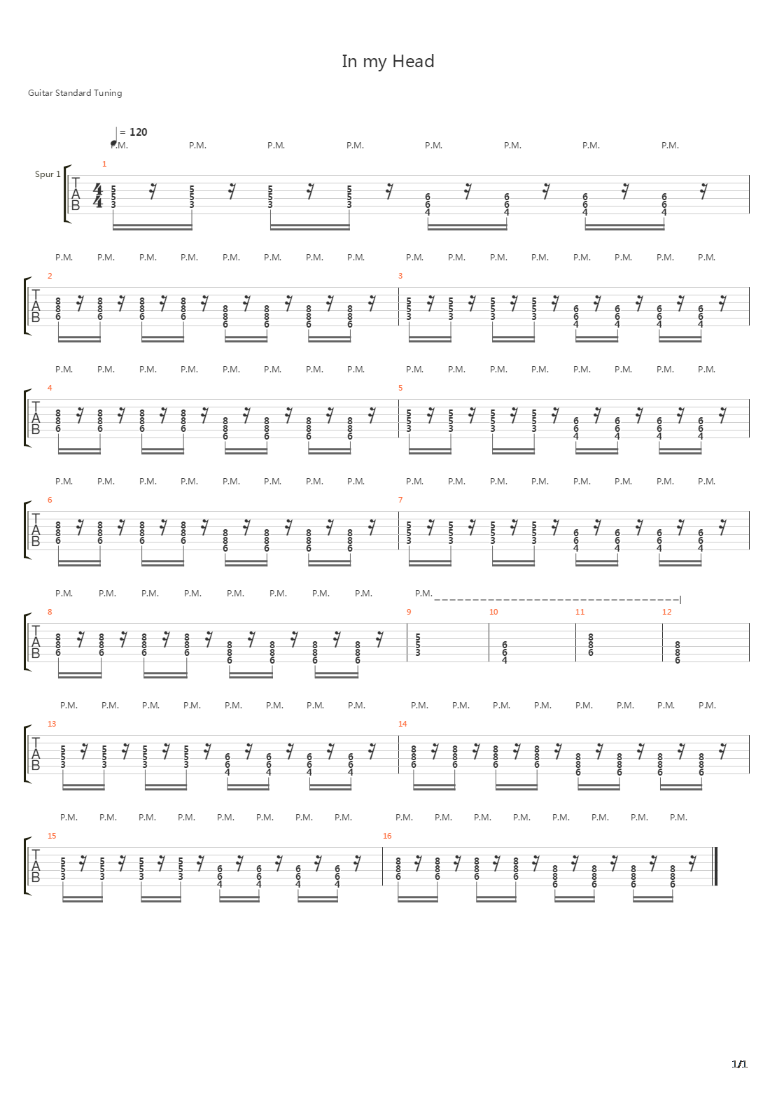 In My Head吉他谱