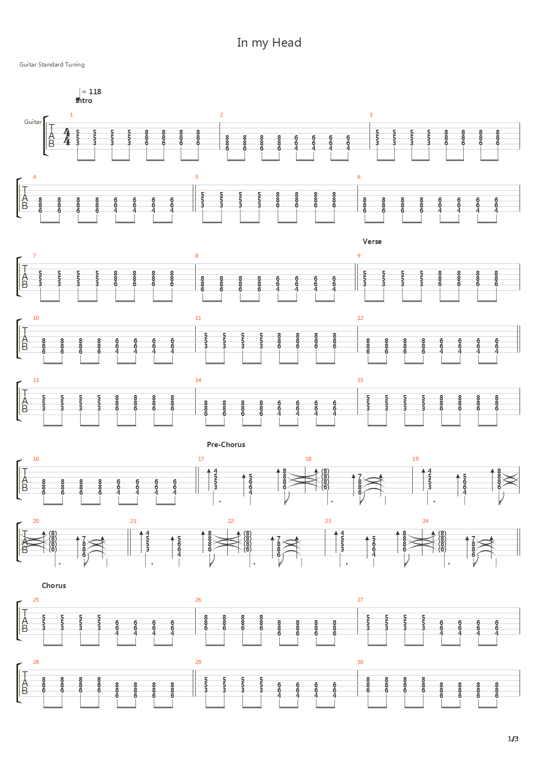 In My Head吉他谱