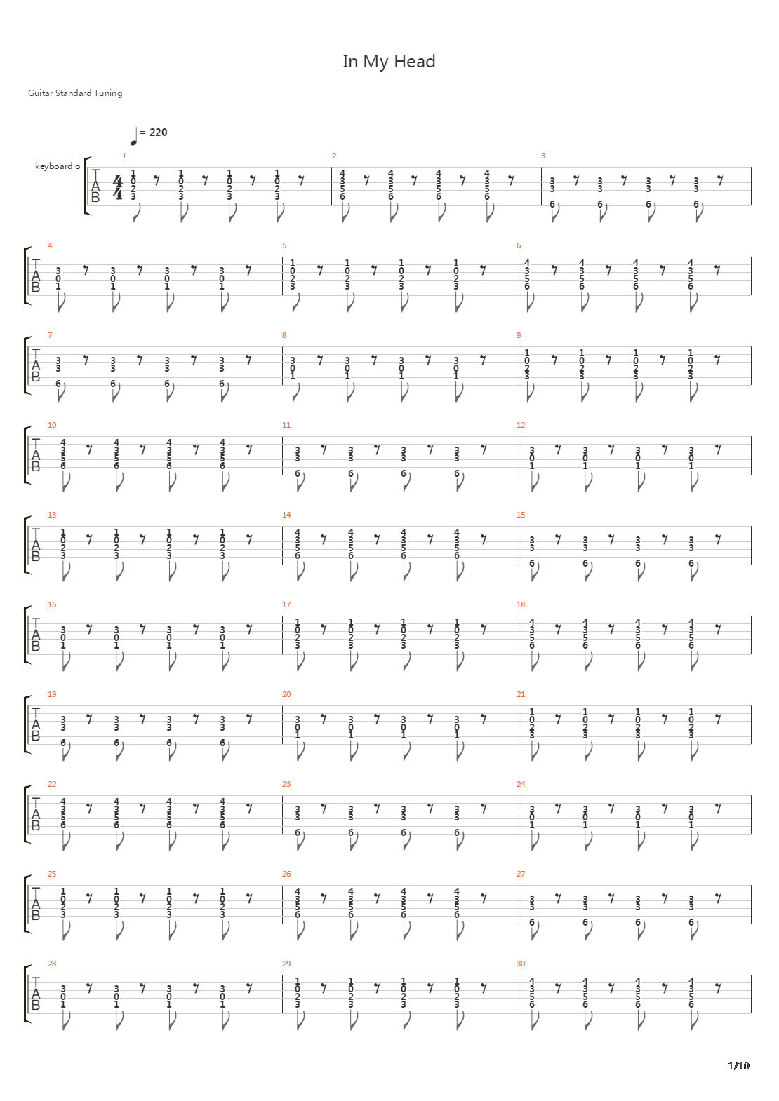 In My Head吉他谱