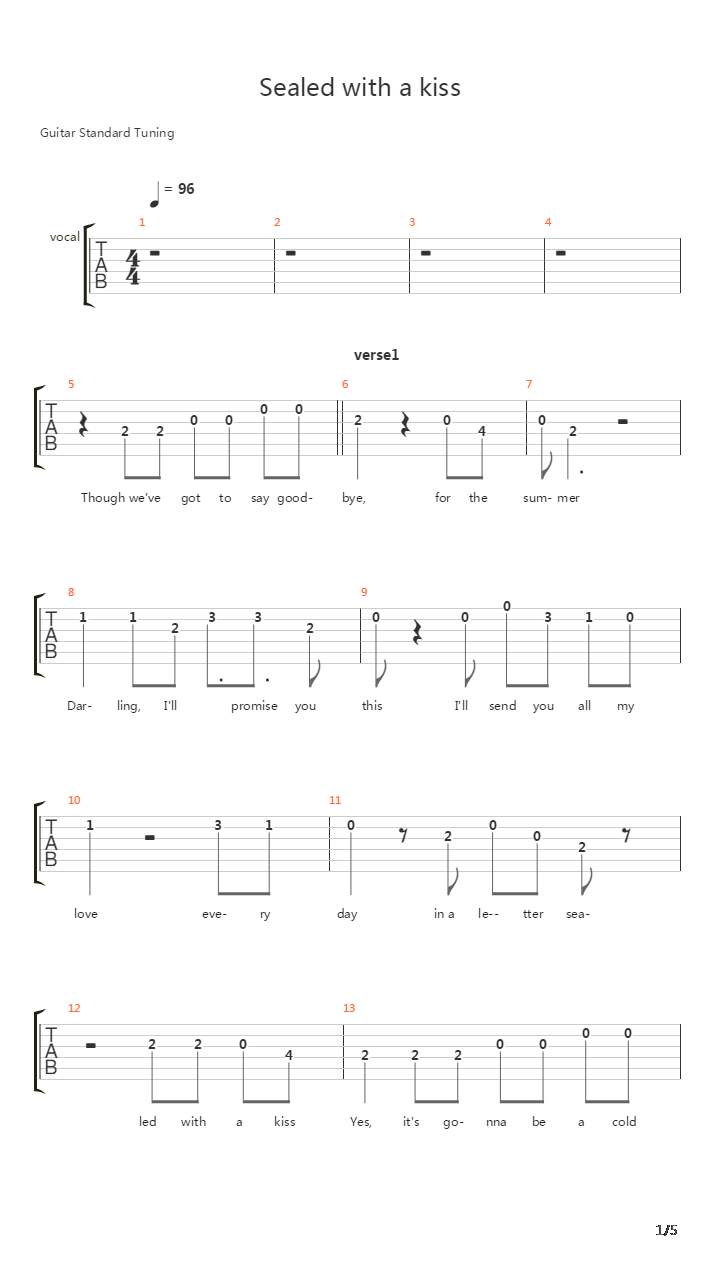 Sealed With A Kiss吉他谱