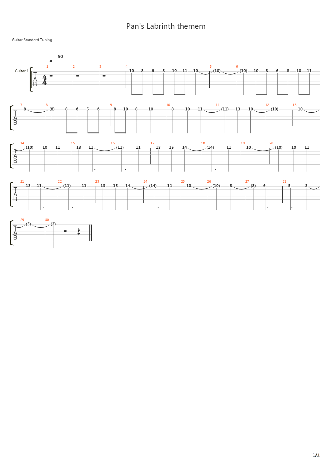 Pans Labyrinth Theme吉他谱