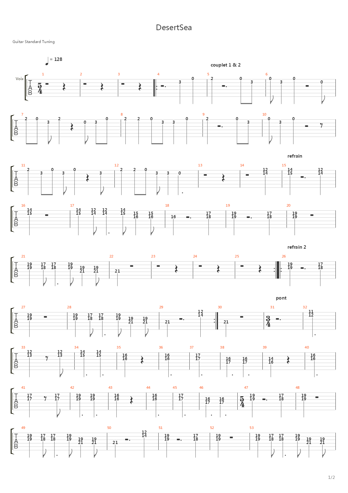 Desert Sea吉他谱