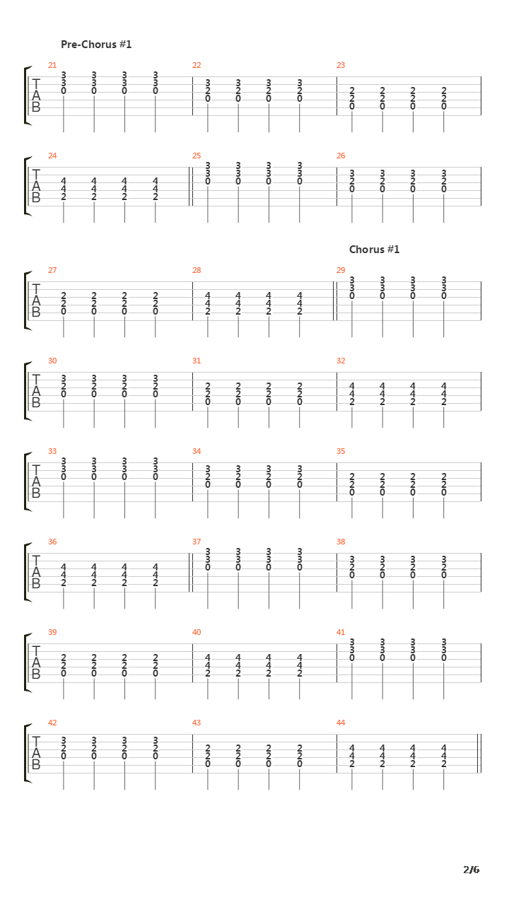 Down吉他谱