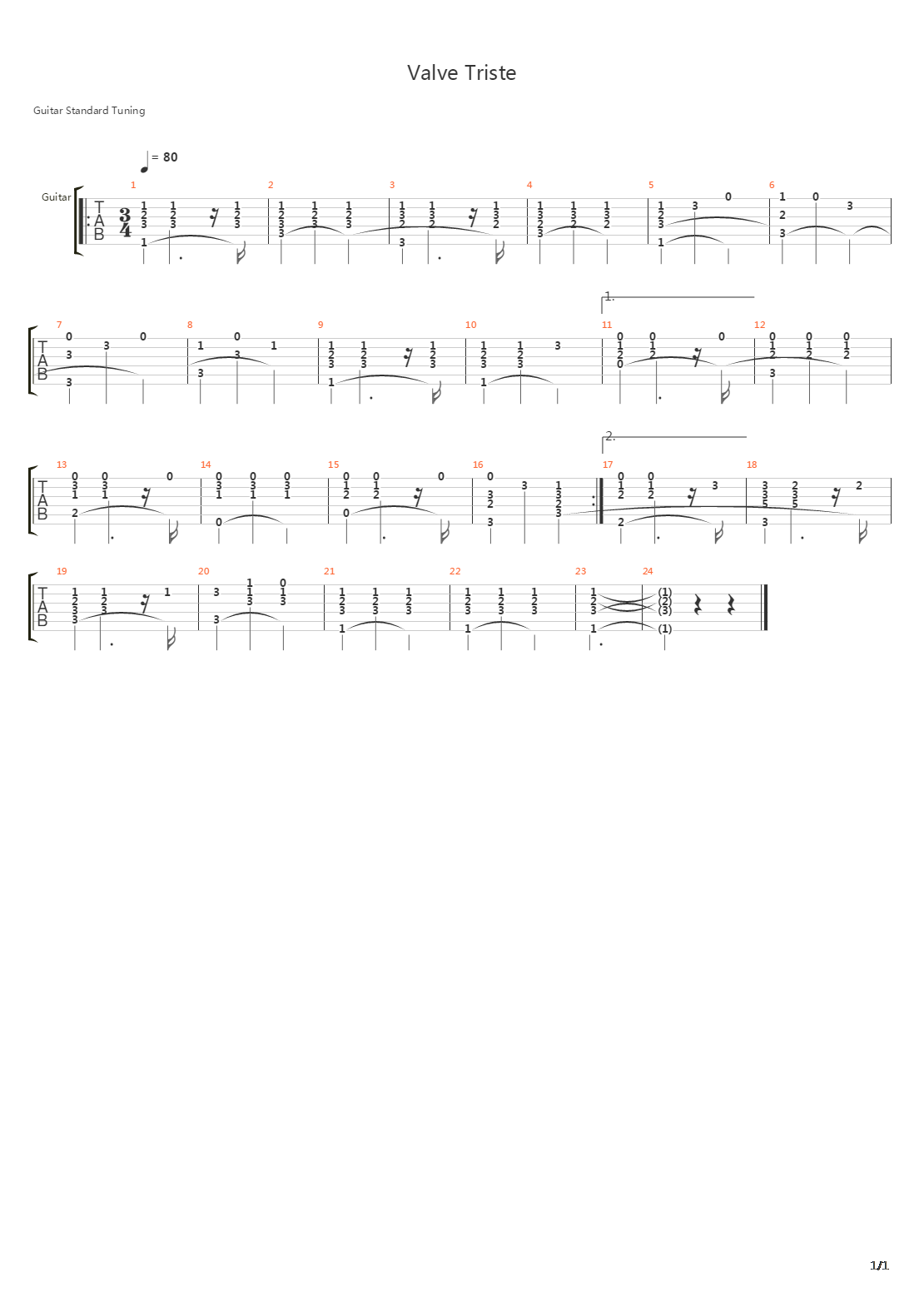 Valve Triste Opus 44吉他谱