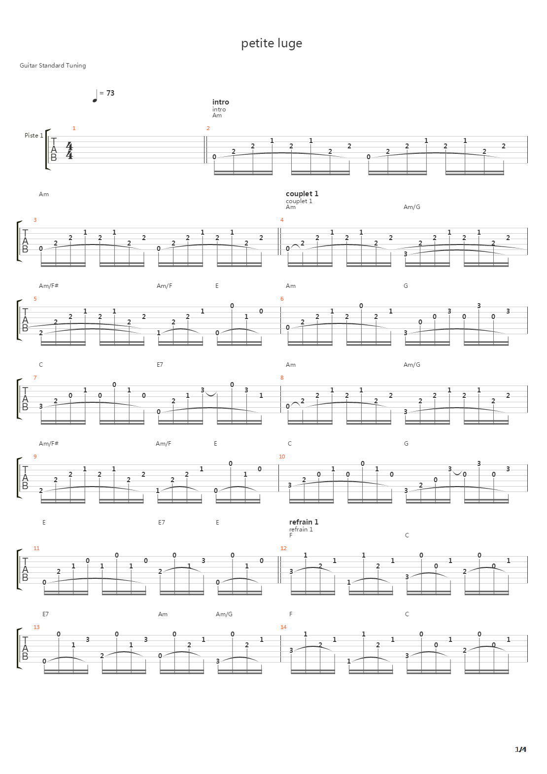 Petite Luge吉他谱