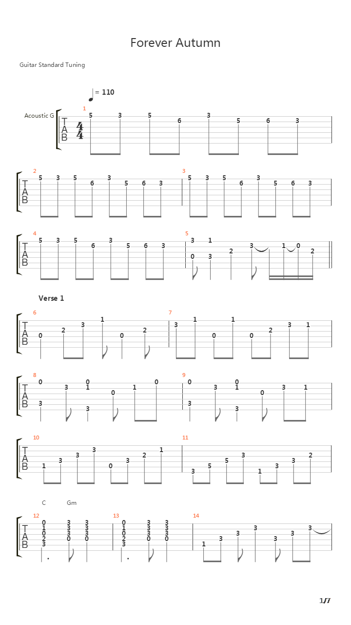 Forever Autumn吉他谱