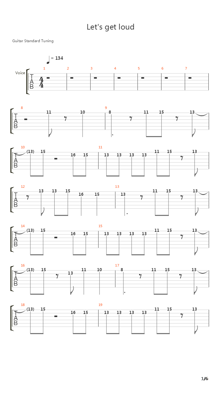 Lets Get Loud吉他谱