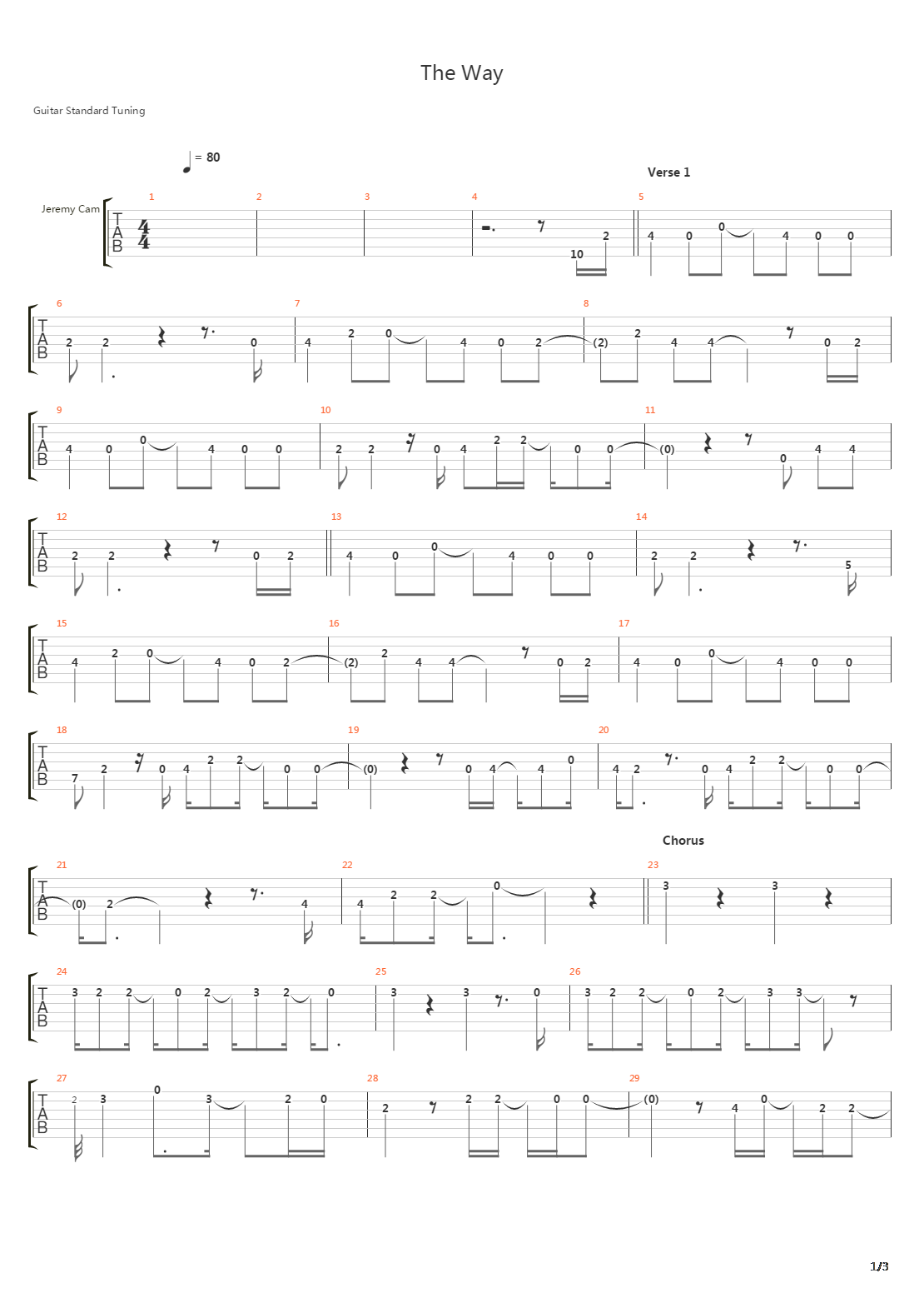 The Way吉他谱