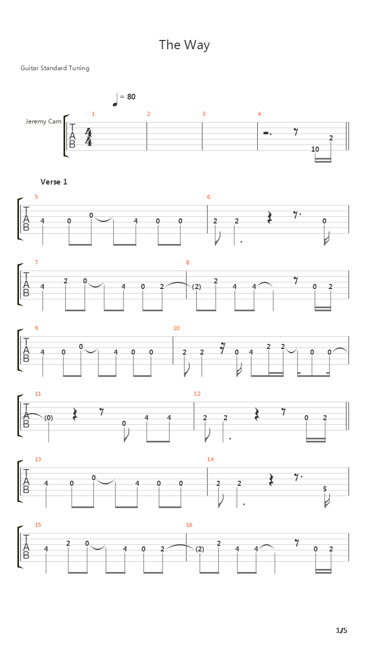 The Way吉他谱