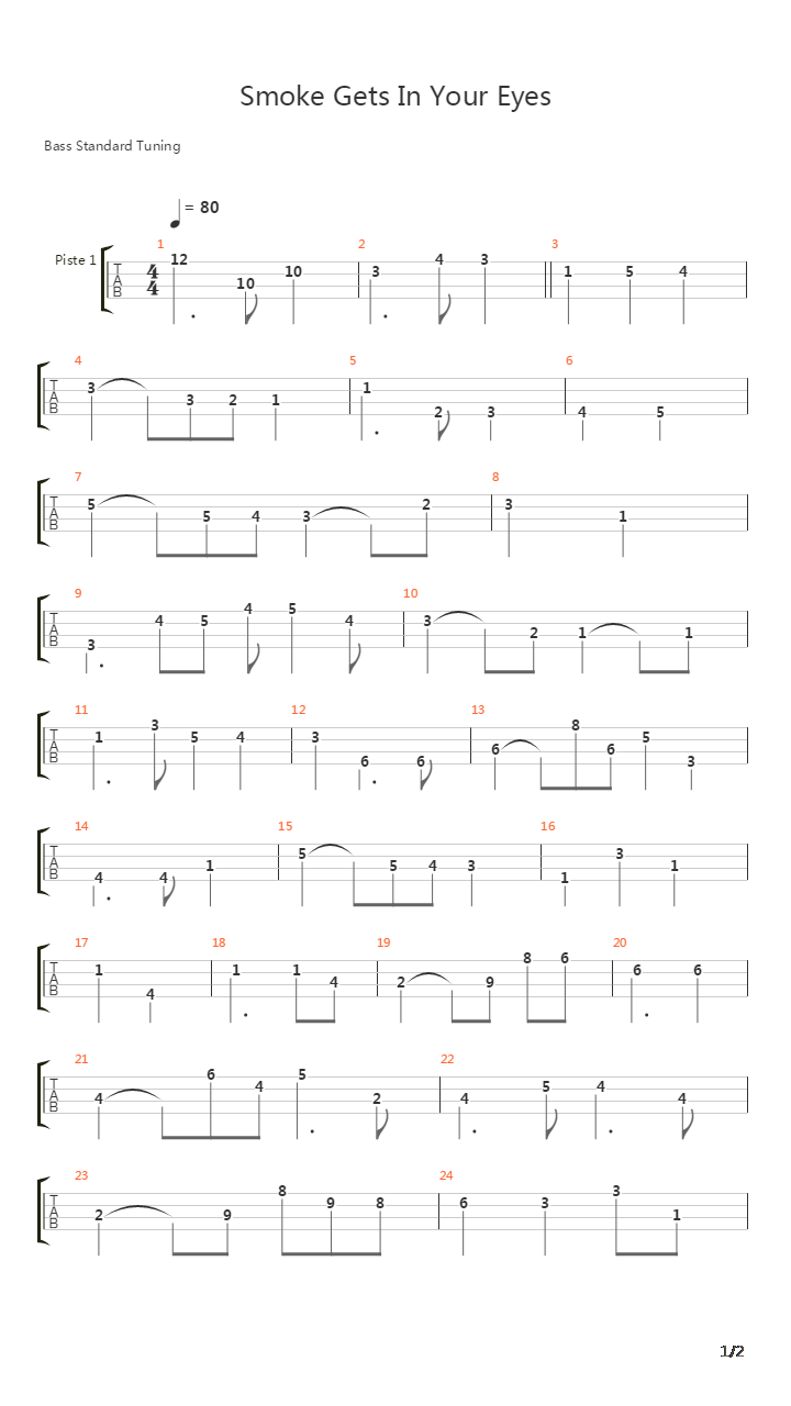 Smoke Gets In Your Eyes吉他谱
