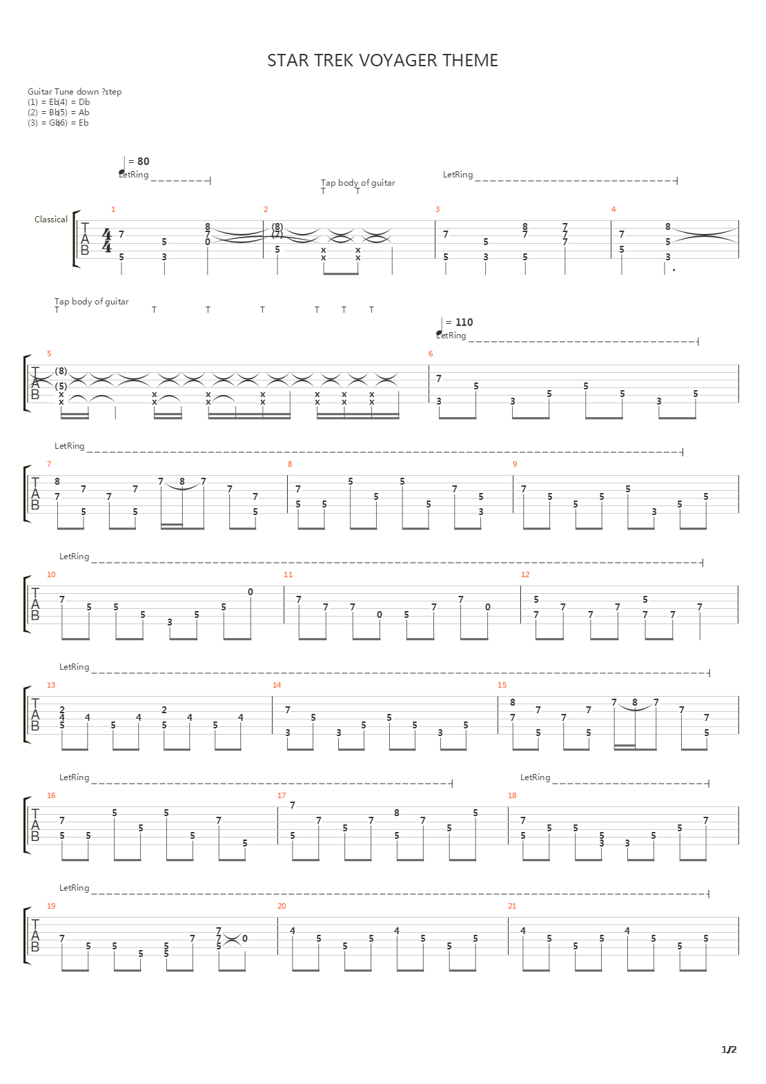 Star Trek Voyager Theme吉他谱