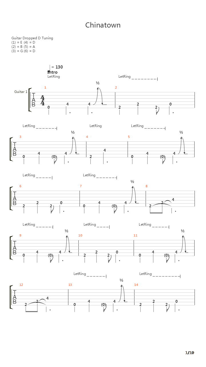 Chinatown吉他谱