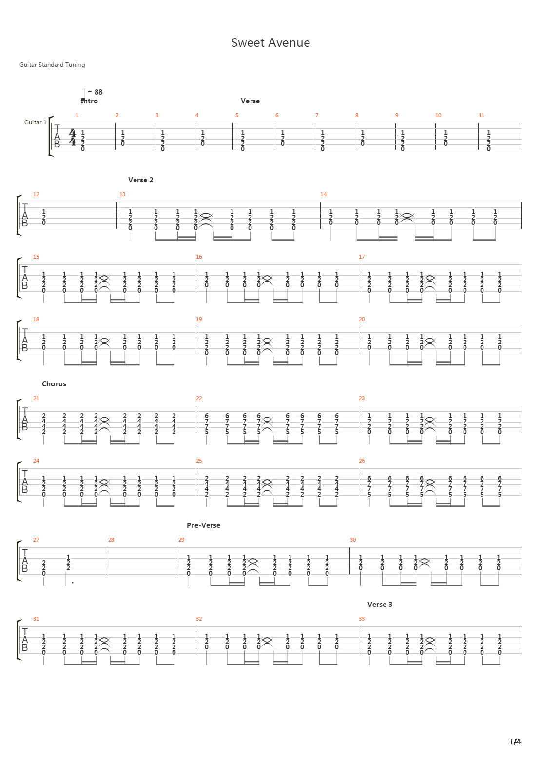 Sweet Avenue吉他谱